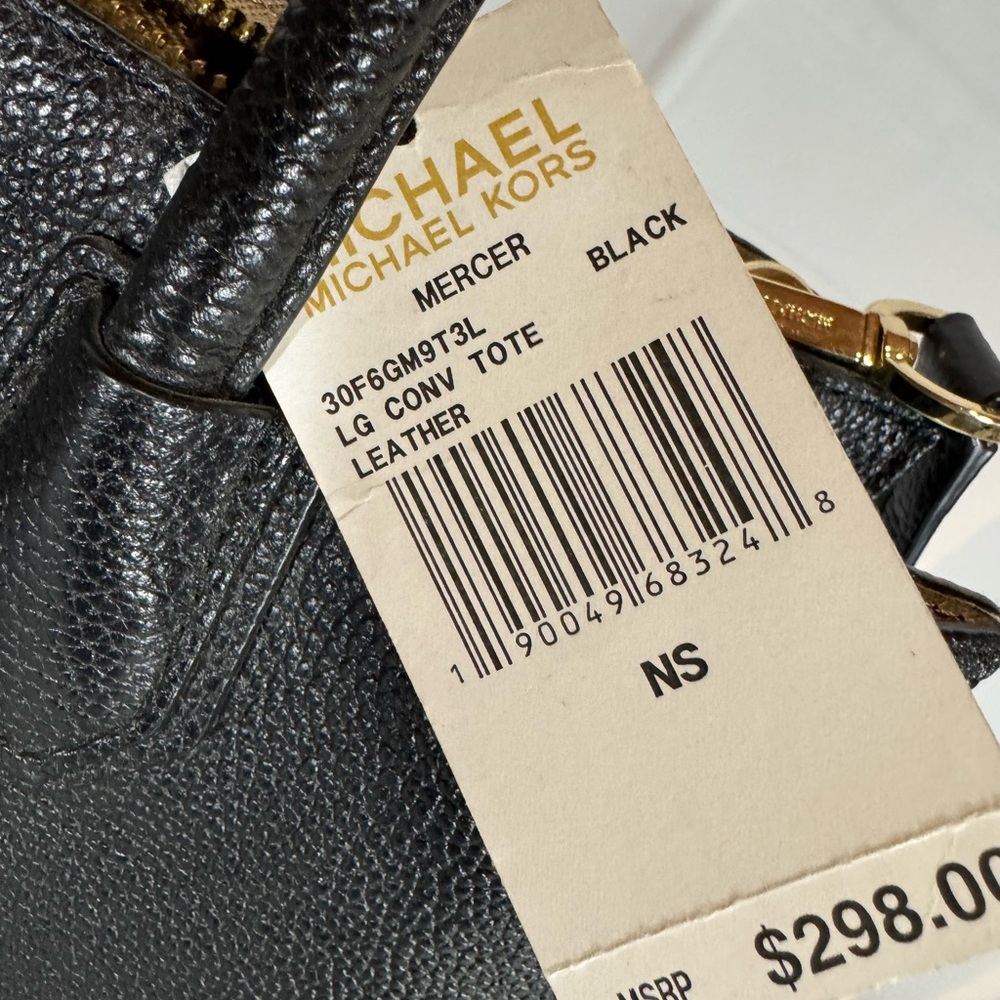 Michael Kors Black Mercer Leather Large Convertible Tote with strap NWT - Picture 2 of 16